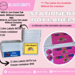 5 litre Ice Cream Stationery Box Labels with Container